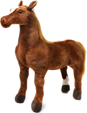 Tickles Soft Stuffed Plush Animal Standing Horse Toy for Kids (Size: 30 cm Color: Brown)