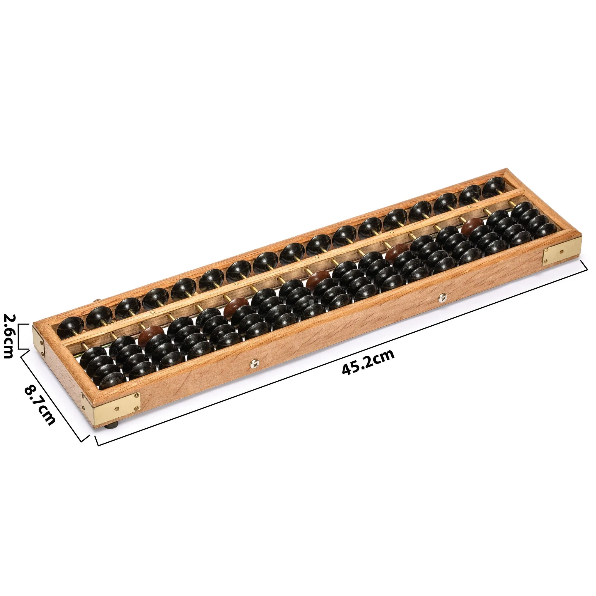 Vintage Style Wooden Abacus 13.9" - Professional 17 Column Soroban Calculator With Reset Button