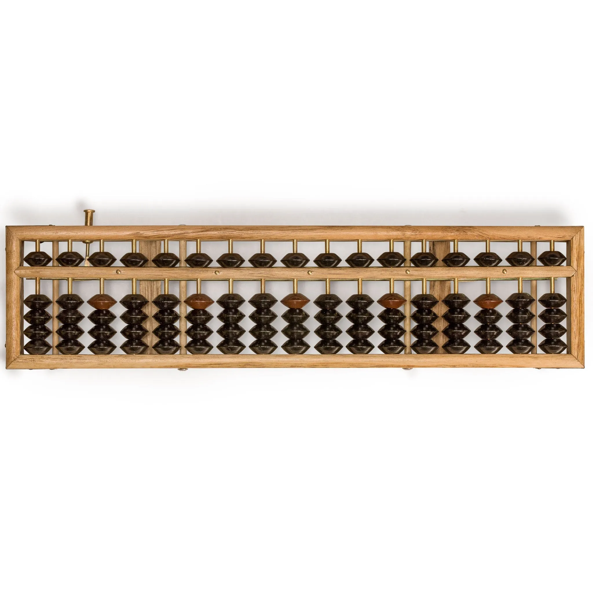 Vintage Style Wooden Abacus 13.9" - Professional 17 Column Soroban Calculator With Reset Button