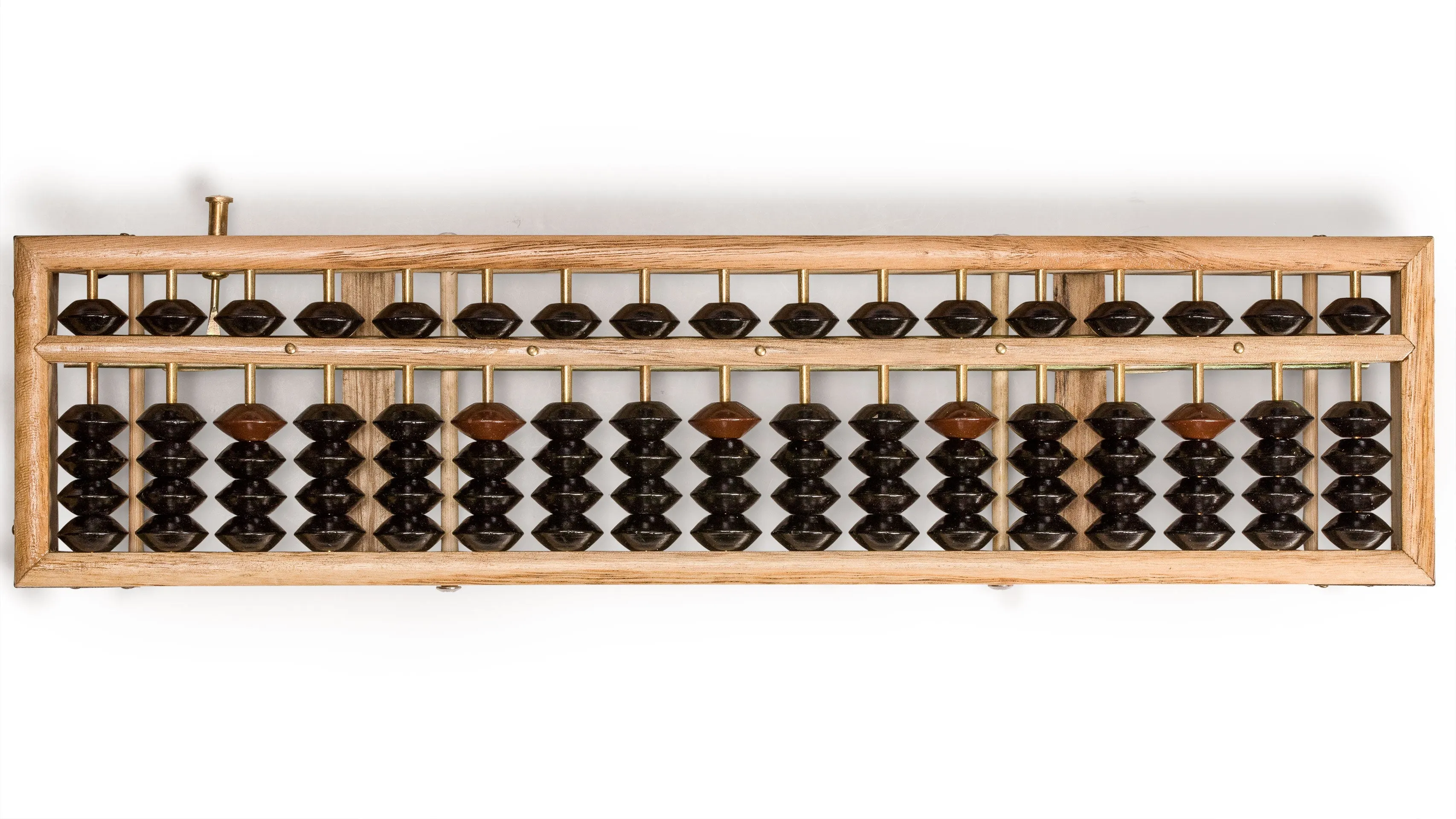 Vintage Style Wooden Abacus 13.9" - Professional 17 Column Soroban Calculator With Reset Button