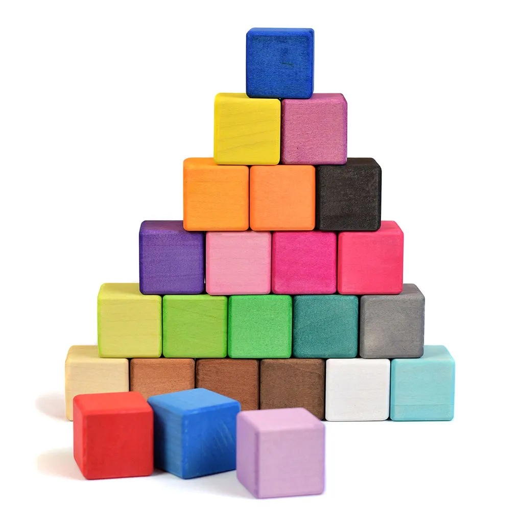 Wooden Coloured Building Block Set