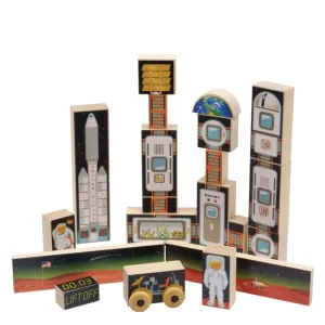 Wooden Space Mission 1 Blocks Set - Made in USA