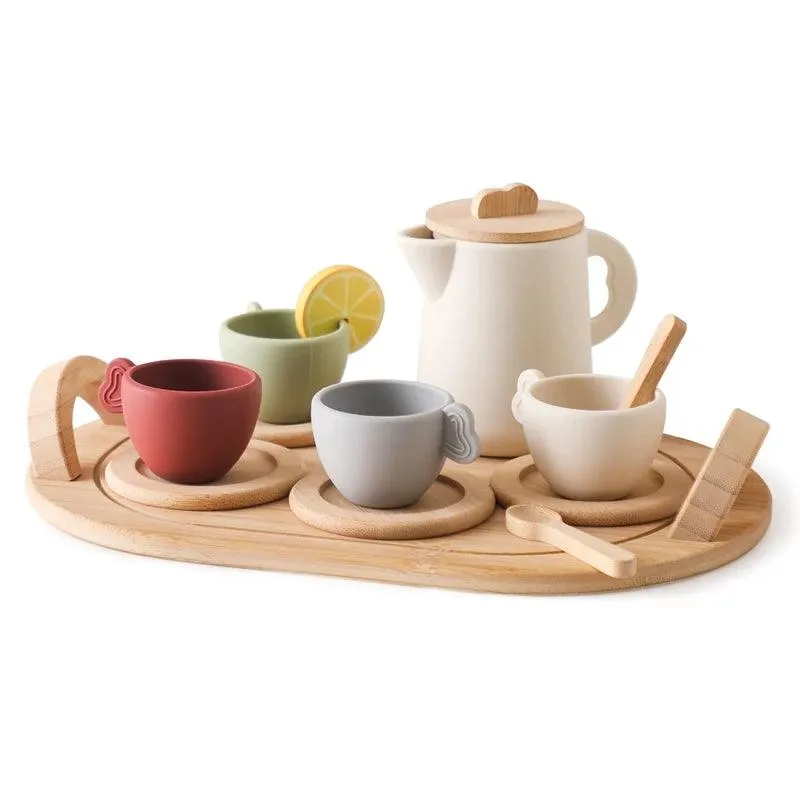 Wooden Teapot and Teacup Set