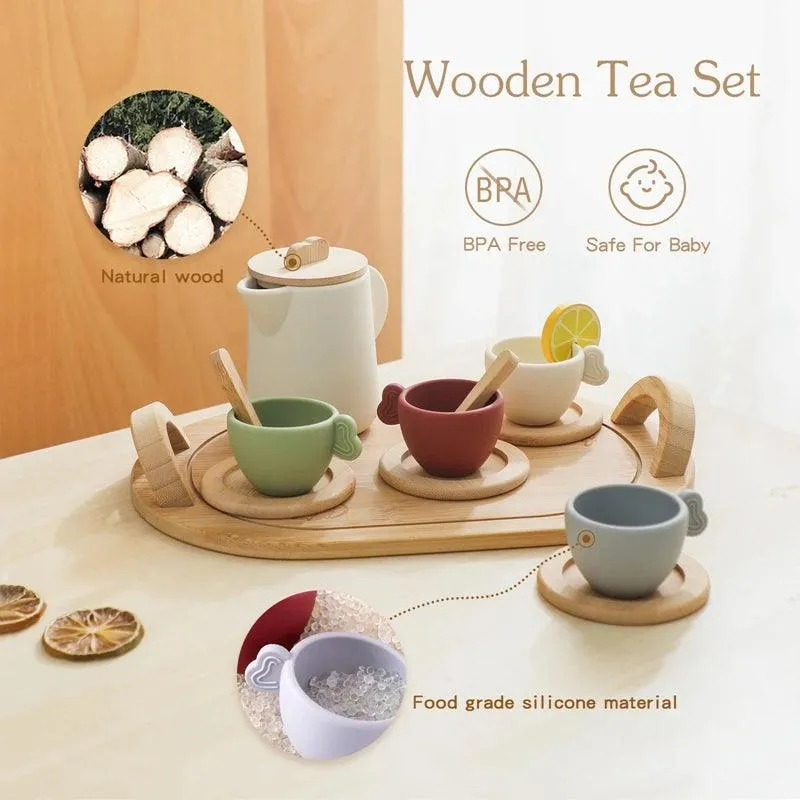 Wooden Teapot and Teacup Set