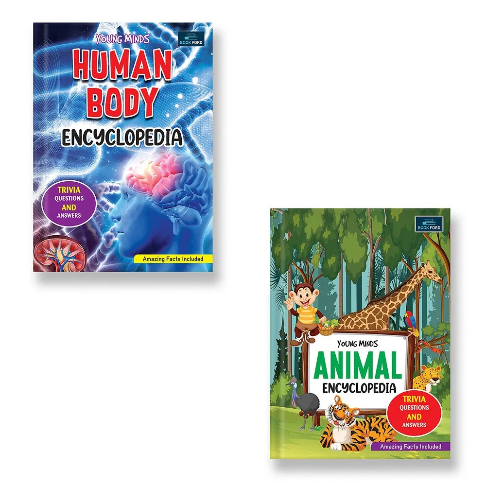 Young Minds Encyclopedia - Set of 2 Books - Animals and Human Body Encyclopedia For Kids