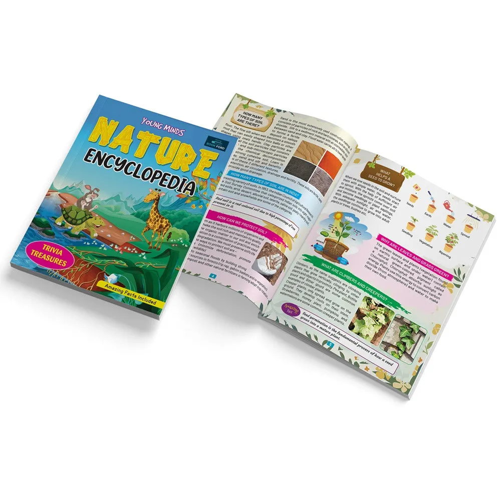 Young Minds Encyclopedia - Set of 3 Books - Animals, Human Body, and Nature Encyclopedia For Kids